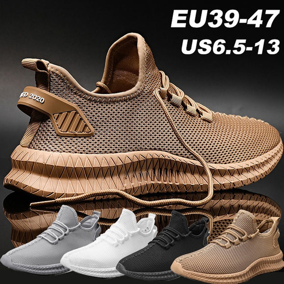 Men Solid Color Breathable Mesh Lace Up Sneakers